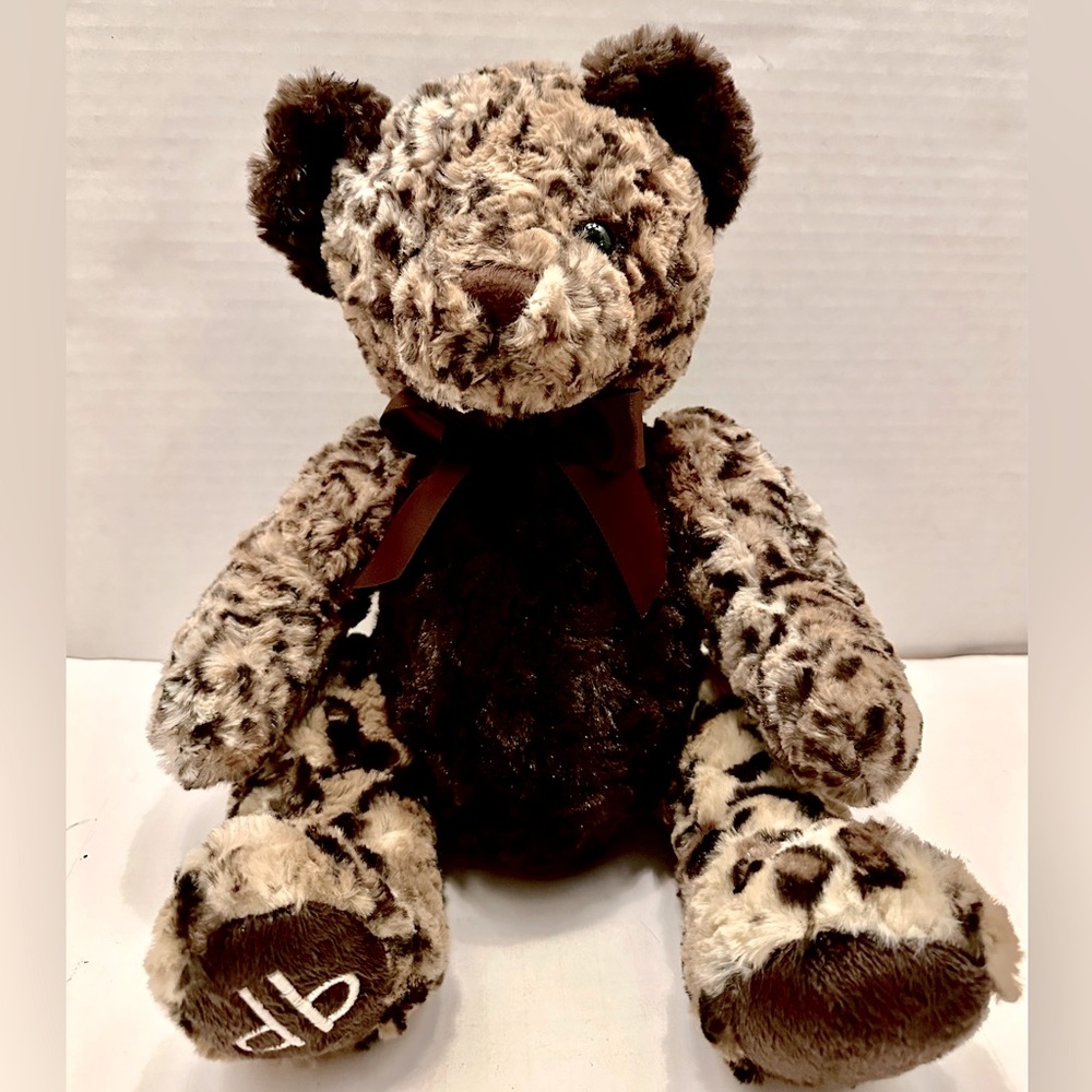 Dennis Basso Home Teddy Bear Plush Faux Fur Leopard Cheetah Spots Brown Tan